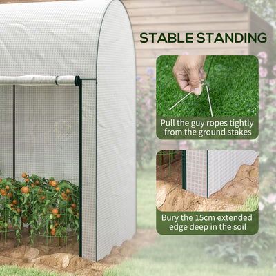 Outsunny 200 x 100cm Walk-In Greenhouse, with Zipped Doors - White 