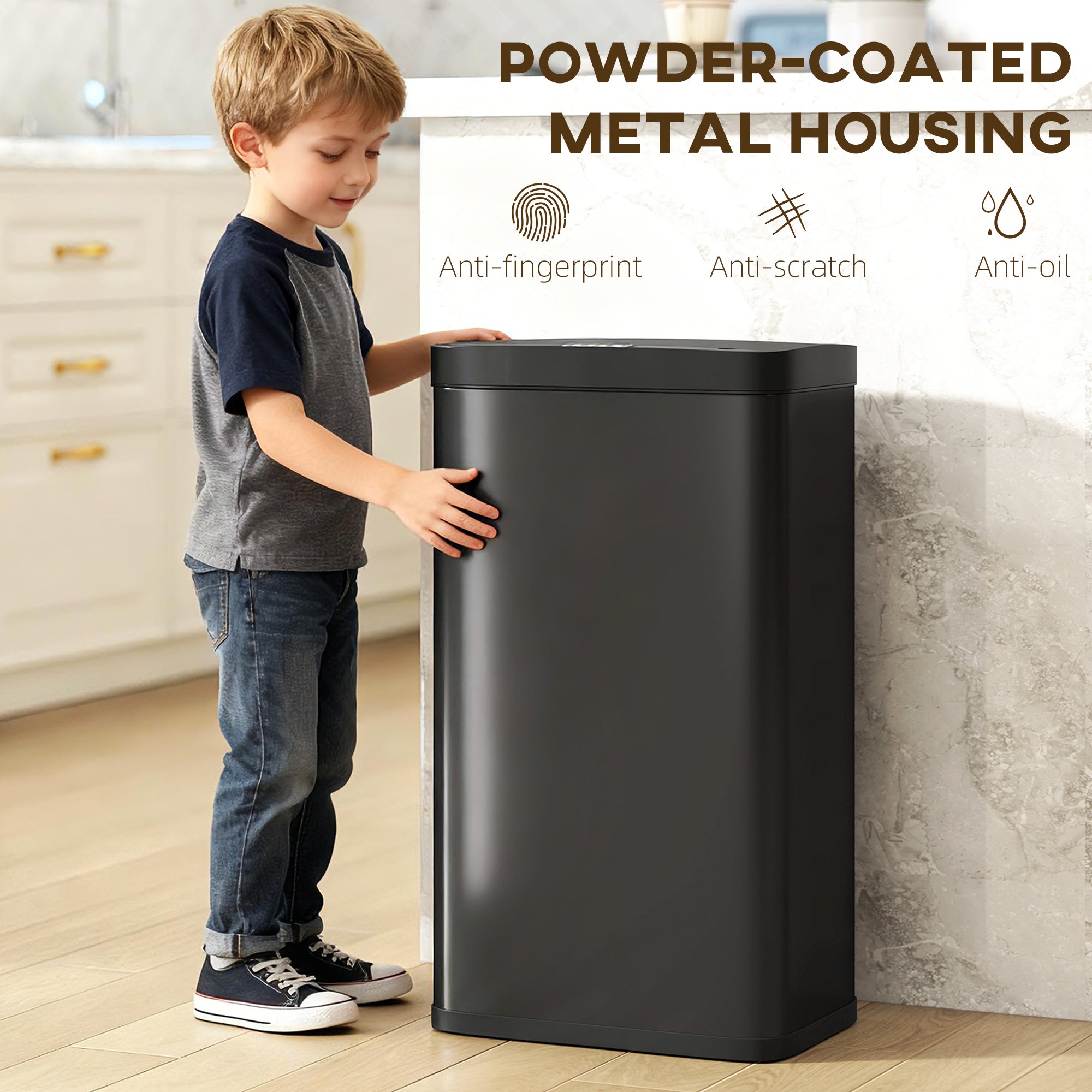 HOMCOM 45L Kitchen Sensor Bin - Black 