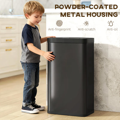 HOMCOM 45L Kitchen Sensor Bin - Black 