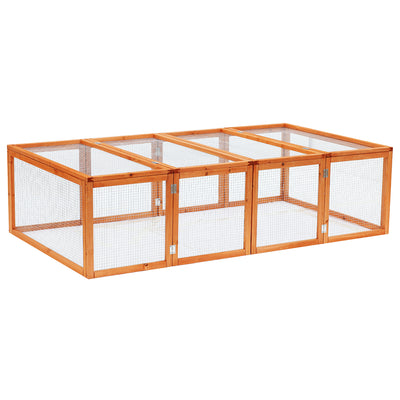 PawHut Wooden Rabbit Hutch Cage 6ft with Wire Mesh, Openable Roof, Play Space for Outdoor, Natural Wood Finish 