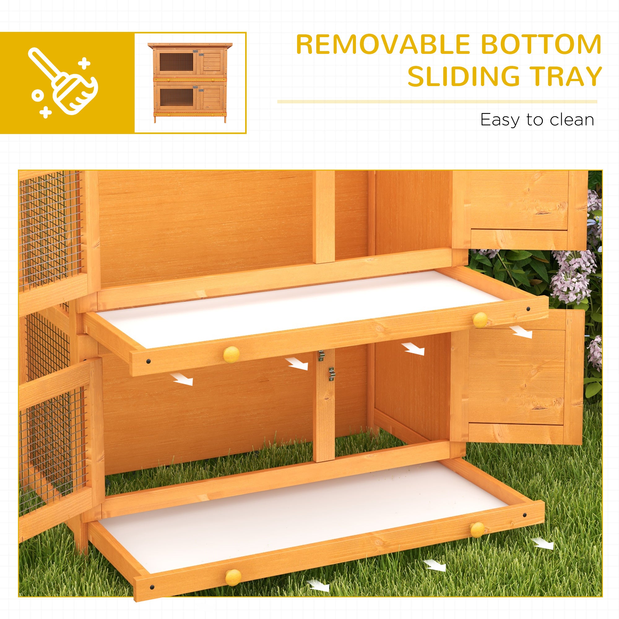 PawHut Rabbit Hutch Outdoor Guinea Pig Hutch Wooden Duck House Pet Cage with Opening Roof, 90 x 45 x 90cm 