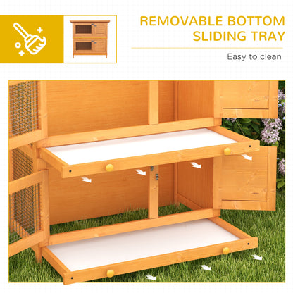 PawHut Rabbit Hutch Outdoor Guinea Pig Hutch Wooden Duck House Pet Cage with Opening Roof, 90 x 45 x 90cm 