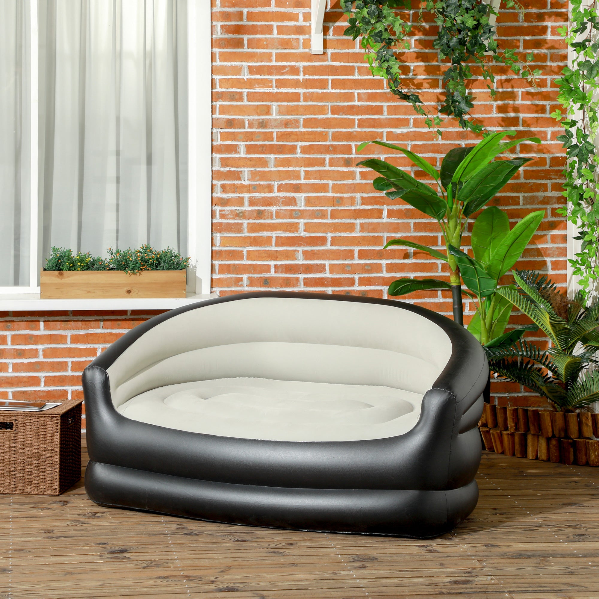 Outsunny Double Inflatable Seat - Grey/Black
