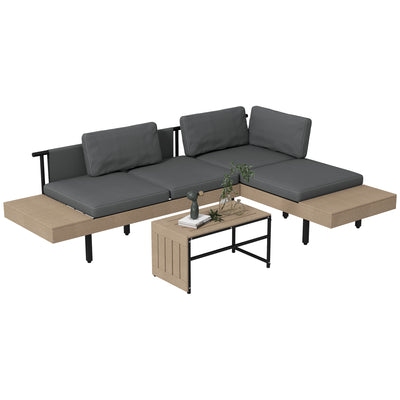 Outsunny Three-Piece 'L' Garden Sofa Set - Grey 