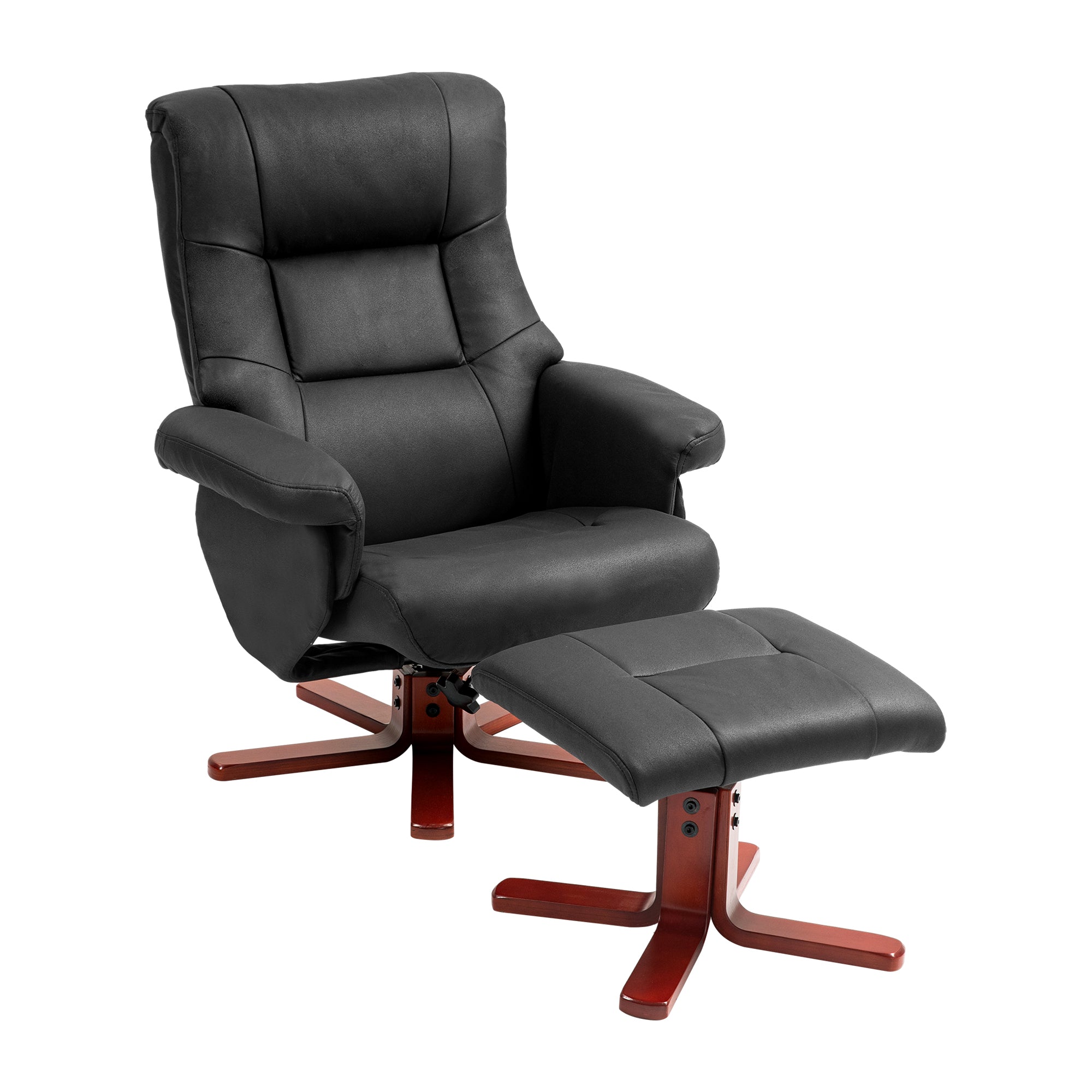 HOMCOM Faux Microfibre Leather Manual Recliner and Footstool Set - Black 
