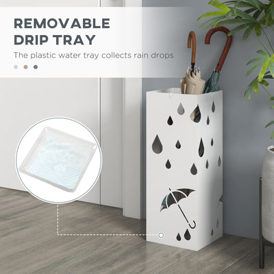 HOMCOM Six-Umbrella Steel Holder Stand - White 