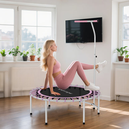 SPORTNOW 40" Fitness Trampoline, Mini Rebounder Trampoline for Adults with 5-Level Adjustable Handle, Indoor Exercise Bungee Rebounder, Max Load 100KG, Purple