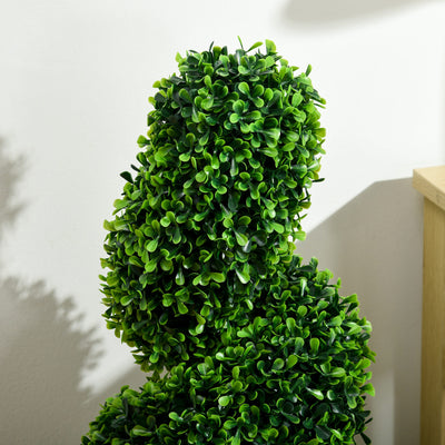 HOMCOM Set of 2 Artificial Plants, Topiary Spiral Boxwood Trees with Pot, for Home Indoor Outdoor Decor, 90cm 