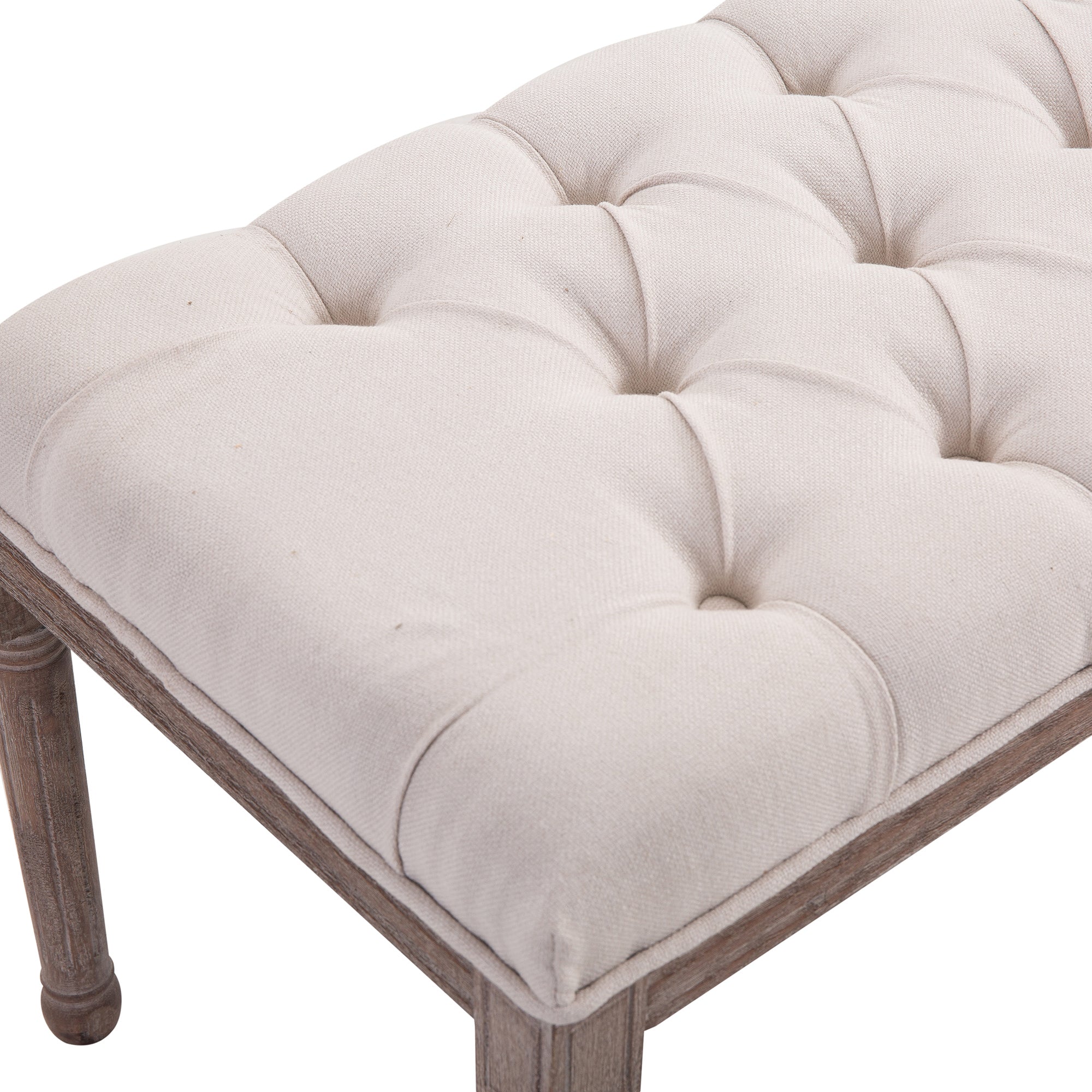 HOMCOM Bed End Side Chaise Lounge Sofa Stool Chic Button Tufted Window Hallway Seat Bench Wooden Leg Fabric Cover Padded Beige 