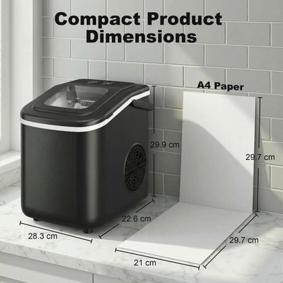 HOMCOM Countertop Ice Maker Machine 9 Cubes in 7 Mins Portable Ice Machine Ice Scoop and Basket 2 Sizes Black 