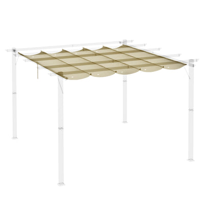 Outsunny Retractable Pergola Shade Cover, Replacement Canopy for 4 x 3 (m) Pergola, Retractable Roof, Beige 