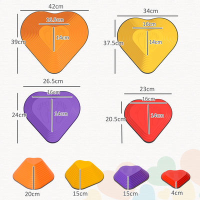 AIYAPLAY 11-Piece Heart-Shaped Kids Balance Stepping Stones and Motor Skills, Multicoloured 