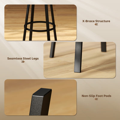HOMCOM Set of Two Industrial-Style Bar Stools - Brown/Black 