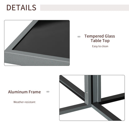 Outsunny 9PCs Patio Aluminium Dining Set, Space Saving Cube Set with 4 Chairs, 4 Ottoman, Cushions, 8 Seater Garden Furniture 