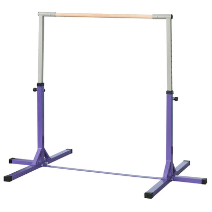 HOMCOM Steel Frame Adjustable Horizonal Gymnastics Bar For Kids Home Gym Training Purple 