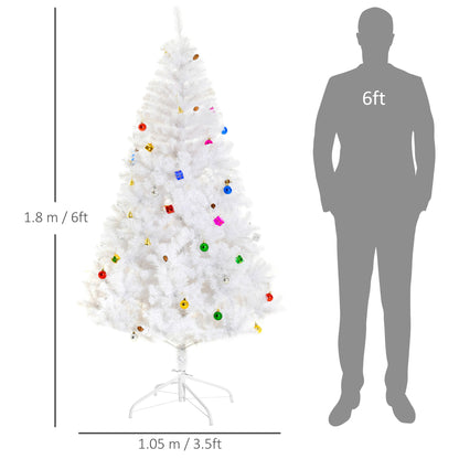 HOMCOM 6ft Snow Artificial Christmas Tree w/ Metal Stand Decorations Home Seasonal Elegant Faux White 
