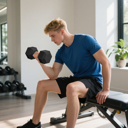 HOMCOM 2x15KG Rubber Hex Dumbbell Portable Hand Weights Dumbbell Home Gym