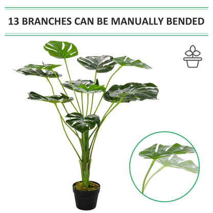HOMCOM Decorative Artificial Monstera Plants in Pot Fake Plants for Home Indoor Outdoor Decor, 85cm 