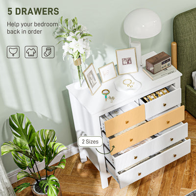 HOMCOM Elegant Chest of Five Drawers - White 