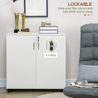 Vinsetto Two-Tier Locking Office Storage Cabinet - White 