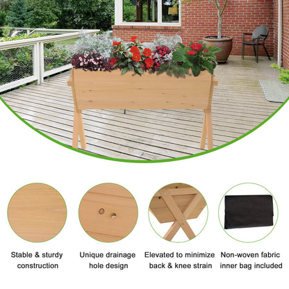 Outsunny Large Fir Wood Raised Plant Stand Oak Tone 