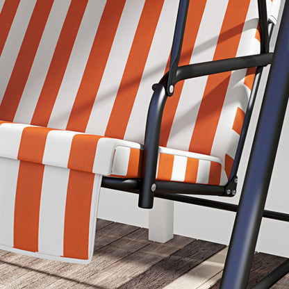 Outsunny Three-Seater Garden Swing Chair, with Adjustable Canopy - Orange Stripe 