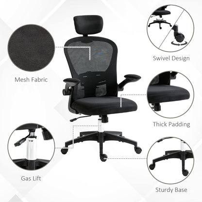 Vinsetto Multi-Adjustable Office Chair, with Lumbar Support, Headrest and Mesh Back - Black