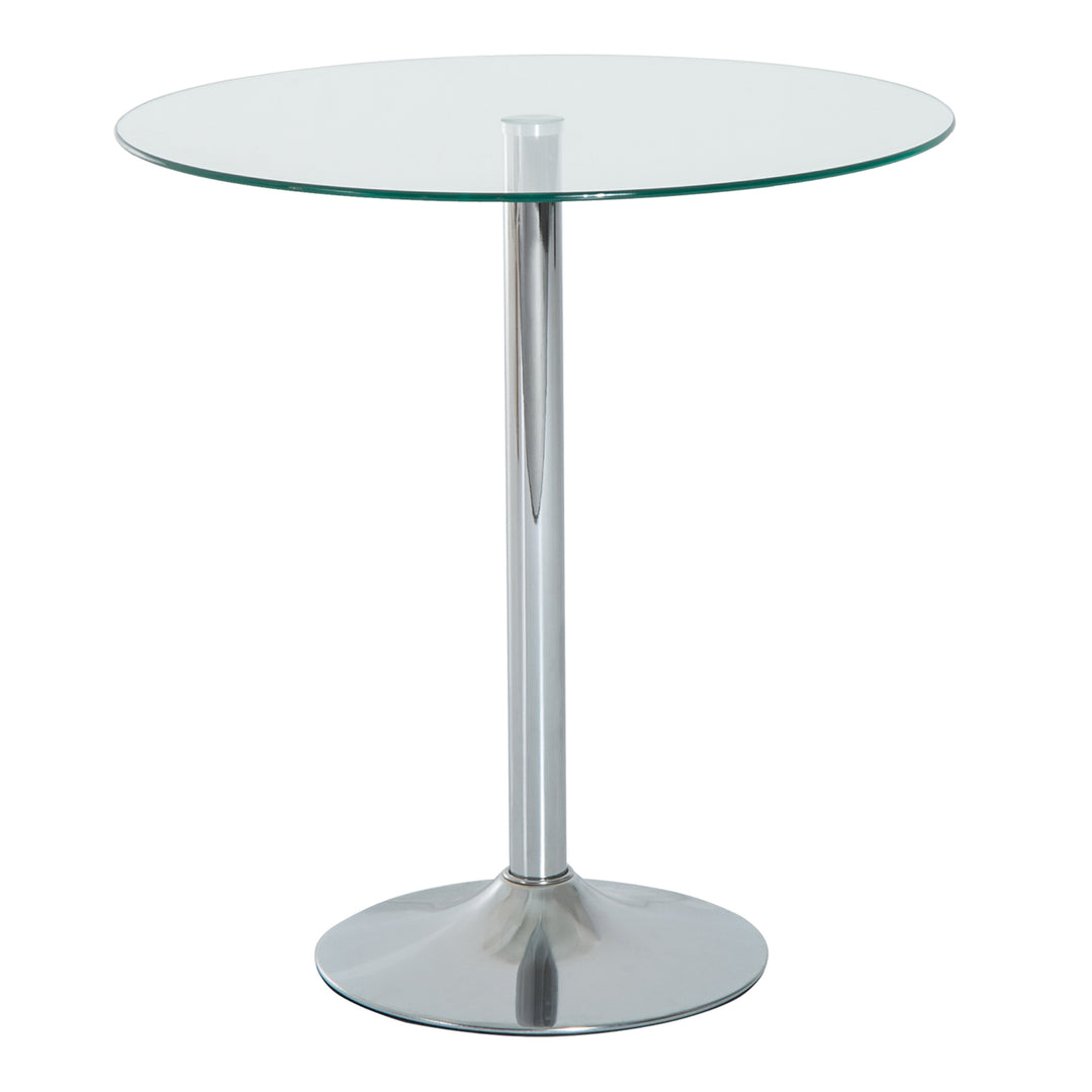 HOMCOM Round Dining Table, Modern Dining Room Table with Tempered Glass Top, Steel Base, Space Saving Small Bar Table 