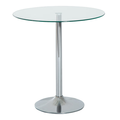 HOMCOM Round Dining Table, Modern Dining Room Table with Tempered Glass Top, Steel Base, Space Saving Small Bar Table 