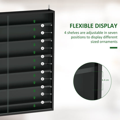 HOMCOM Six Shelf Display Cabinet, with Glass Doors - Black 