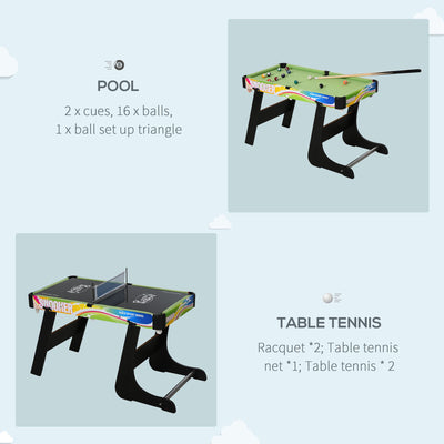 HOMCOM Folding Multi Gaming Table 4 in 1 Hockey, Football Table, Table Tennis, Billiards For Play Fun 