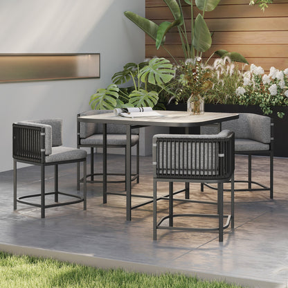 Outsunny 4-Seater Rattan Cube Garden Furniture Set with Cushions - Charcoal Grey 