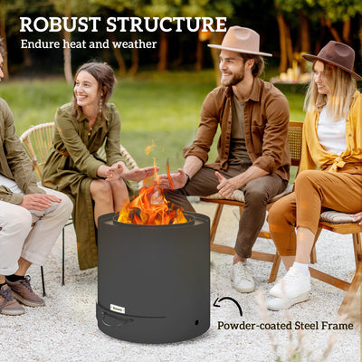 Outsunny Metal Wood-burning Fire Pit with Fire Poker - Black 