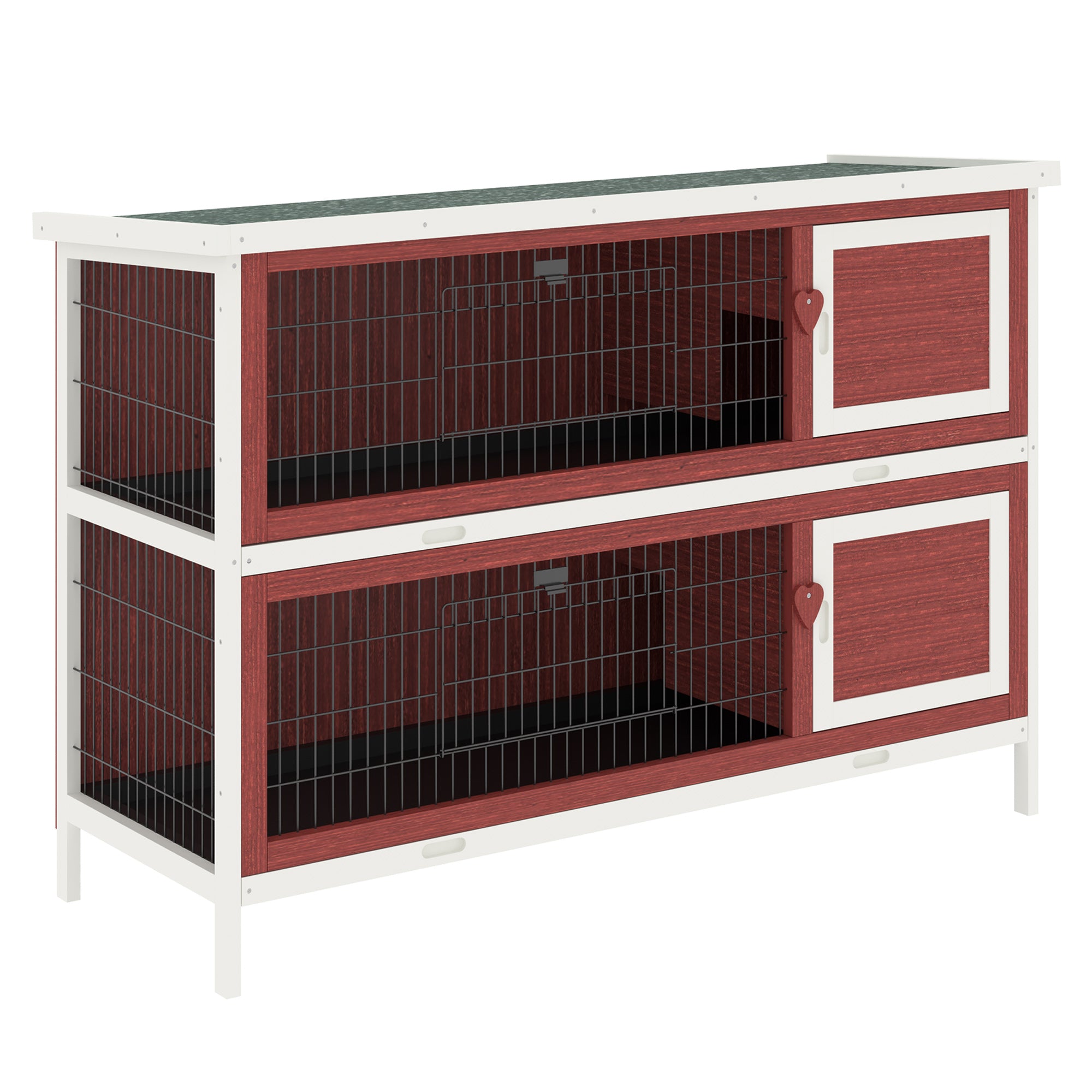 PawHut Rabbit Hutch Outdoor 2-Tier Guinea Pig Cage Bunny House Cage with No-Leak Trays for Indoor and Outdoor 136 x 50 x 93cm 