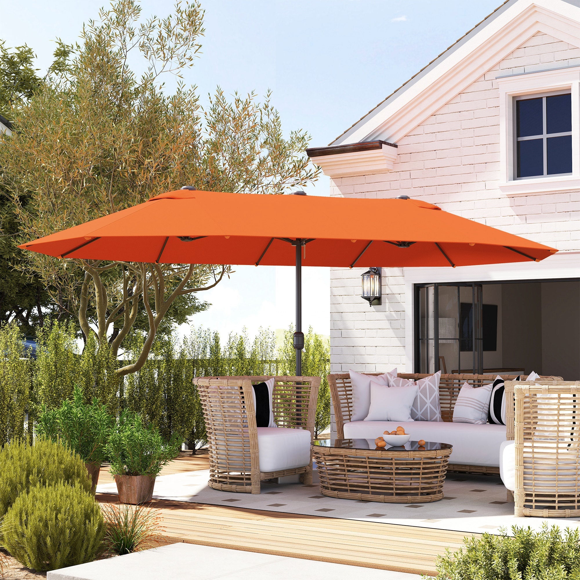 Outsunny 4.6m Double-Sided Garden Parasol - Orange 