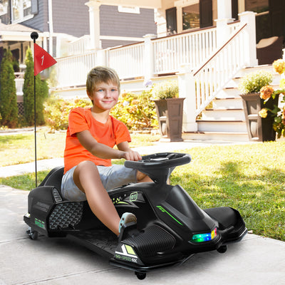 HOMCOM 12V Kids Electric Go Kart with Music, LED Lights, Slow Start, Black 