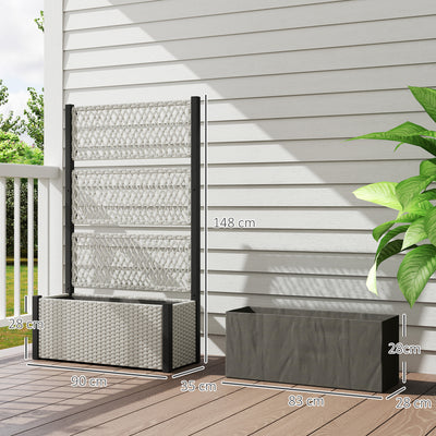 Outsunny Garden Planter Box with Trellis, Liner for Climbing Plants, Vegetables, Flowers, 90 x 35 x 148 cm, Mixed-grey 