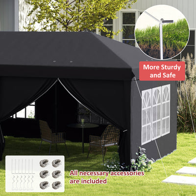 Outsunny 3 x 6m Pop-Up Gazebo, with Curtain Walls and Windows - Grey 