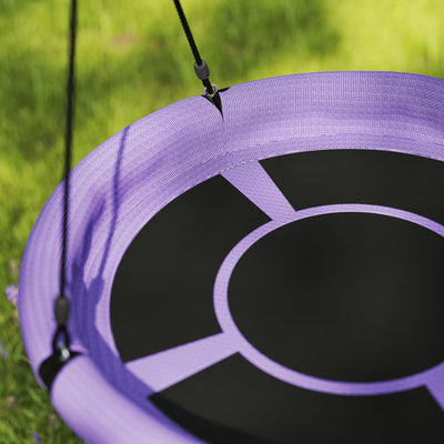 AIYAPLAY 100cm Diameter Nest Swing Seat for Kids with Height Adjustable Hanging Ropes for Outdoor, Playground, Garden, Purple 