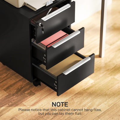 HOMCOM Three-Drawer Locking Filing Cabinet - Black 