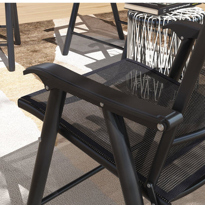 Outsunny Set of 4 Foldable Metal Garden Chairs Outdoor Patio Park Dining Seat Furniture Black 