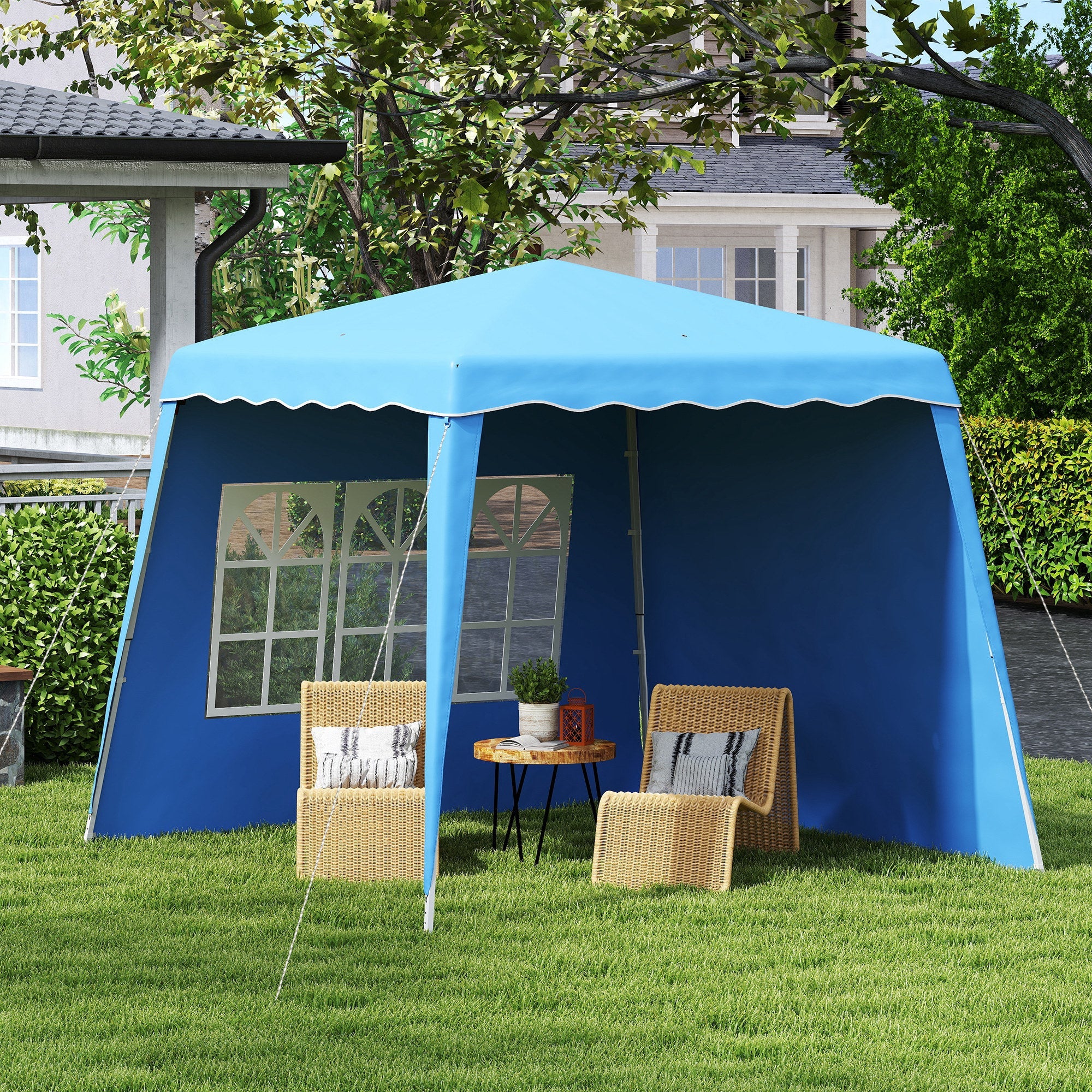 Outsunny 2.4 x 2.4m UV50+ Pop Up Gazebo - Blue 