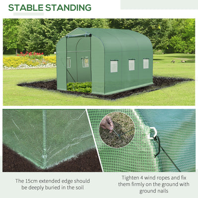 Outsunny Polytunnel Greenhouse with Windows and Door, Walk in Greenhouse for Garden, Backyard (3 x 2 M) 