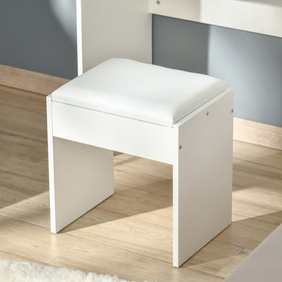 HOMCOM Makeup Desk with Drawer, Vanity Table Set with Flip-up Mirror and Cushioned Stool, White 