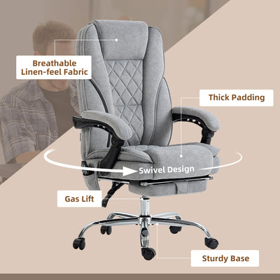 Vinsetto Massage Office Chair, Heated Reclining Computer Chair with Adjustable Height and Footrest, Grey 