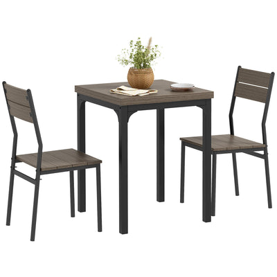 HOMCOM Three-Piece Minimal and Compact Dining Set, Grey Wood Grain 