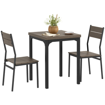 HOMCOM Three-Piece Minimal and Compact Dining Set, Grey Wood Grain 