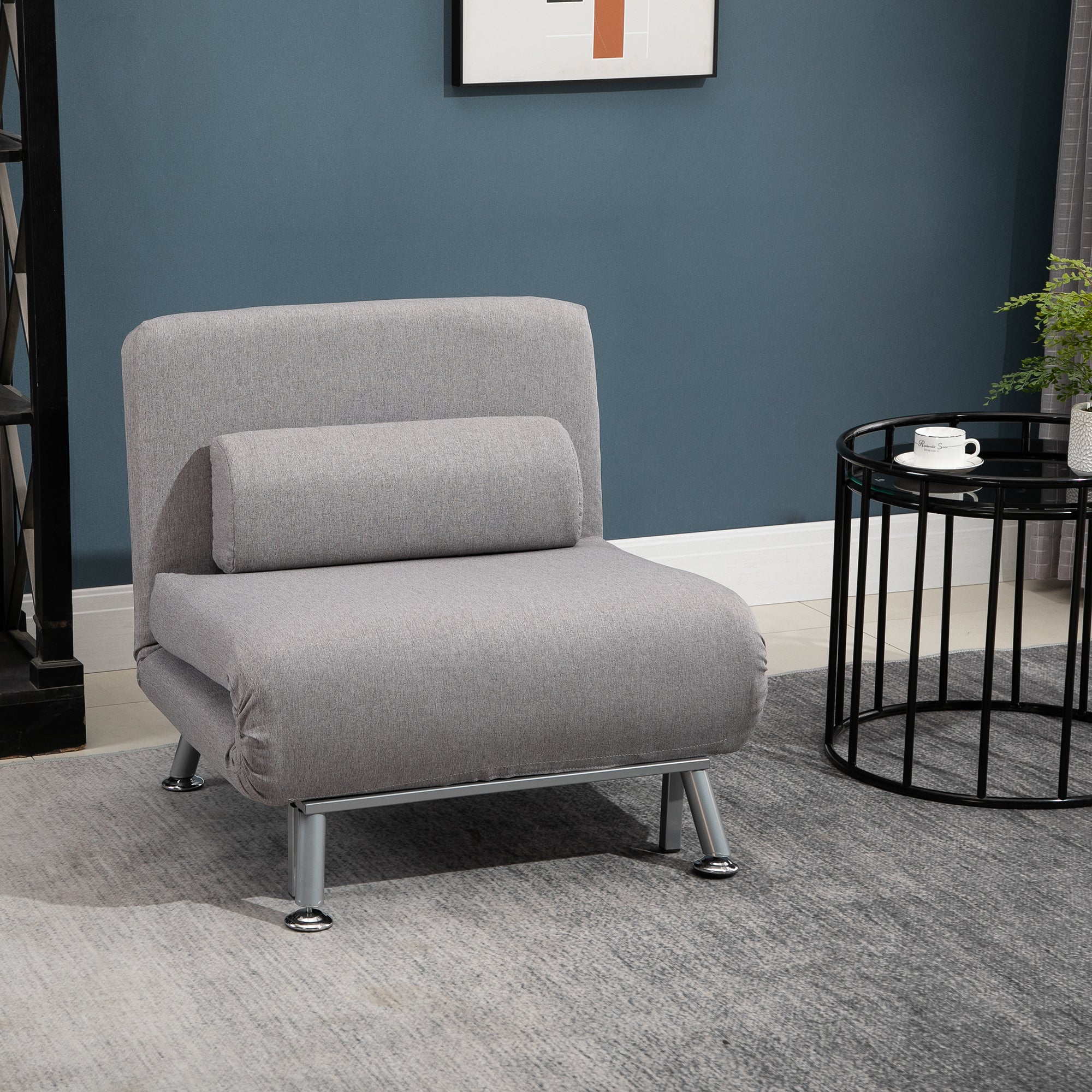 HOMCOM Adjustable Back Futon Sofa Chair - Grey 