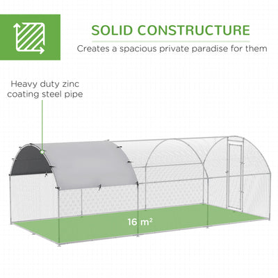 PawHut Walk In Chicken Run with Chicken Activity Shelf and Cover, 2.8 x 5.7 x 2m 