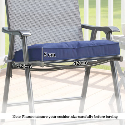 Outsunny Garden Seat Cushion with Ties, 42 x 42cm Replacement Dining Chair Seat Pad, Dark Blue 